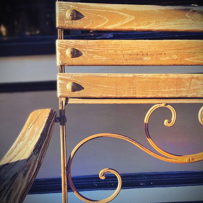 Close-up of vintage bench design